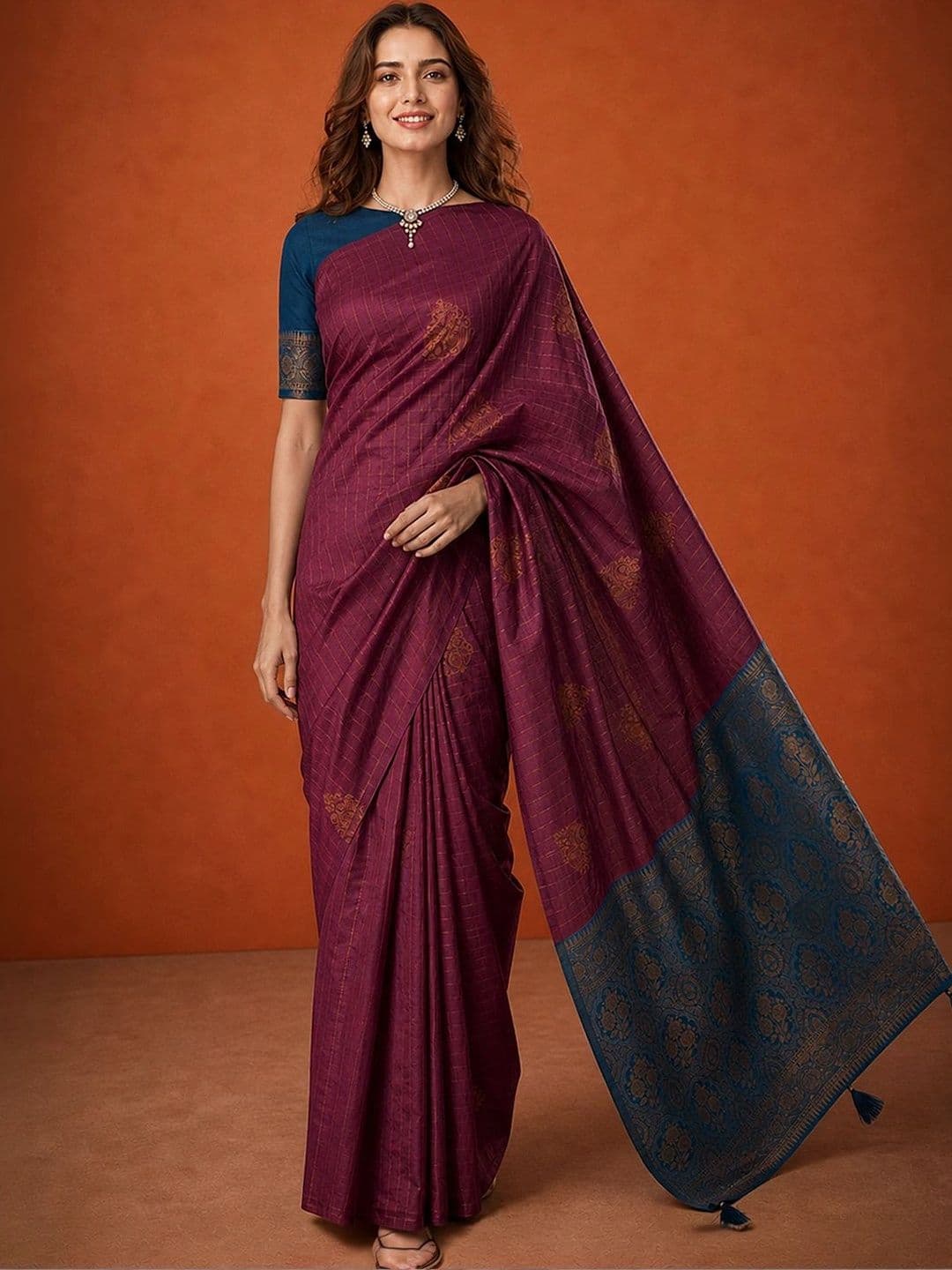 Suha Floral Zari Silk Blend Saree - view 1
