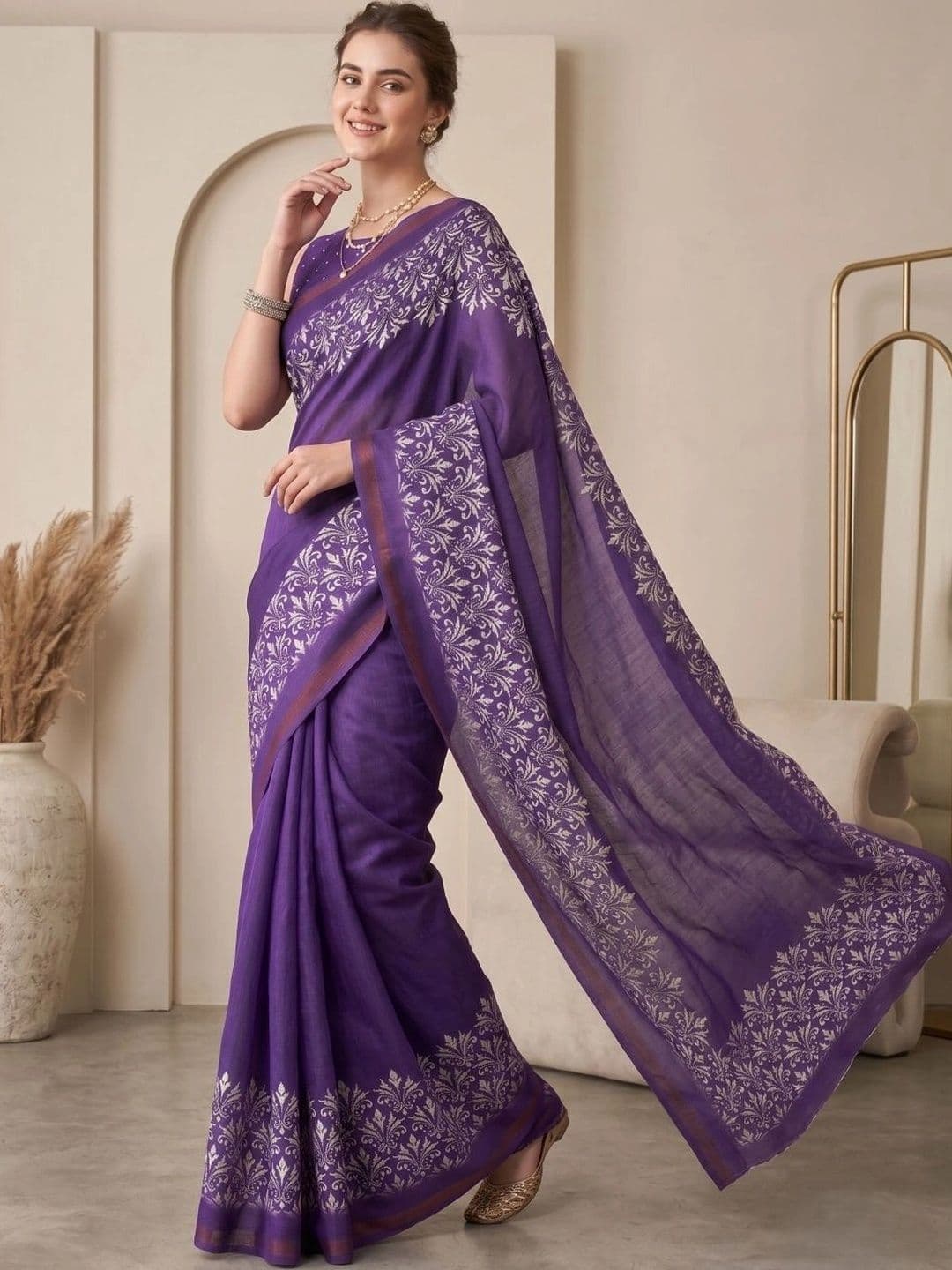 BORAD FASHION Designer Chanderi Saree - view 1