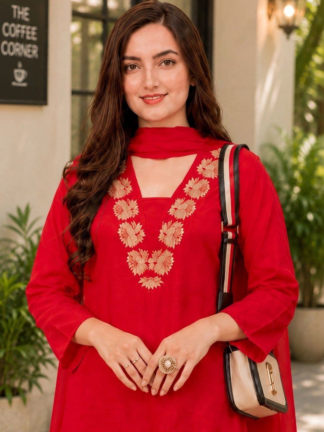 SZN Women Ethnic Motifs Embroidered Regular Thread Work Kurta with Palazzos & With Dupatta thumbnail 4