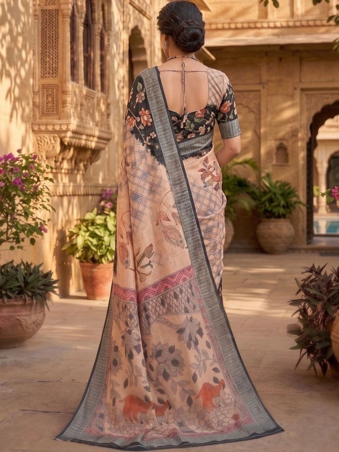 BORAD FASHION Floral Designer Chanderi Saree thumbnail 4