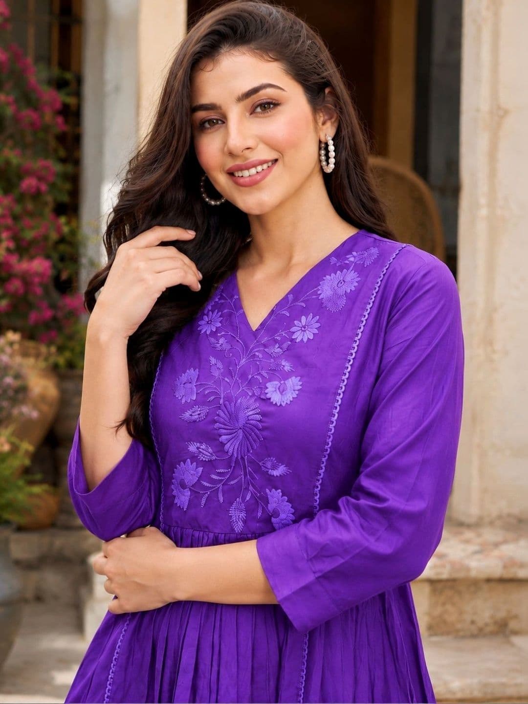 KALINI Women Floral Embroidered A-Line Dress thumbnail 2