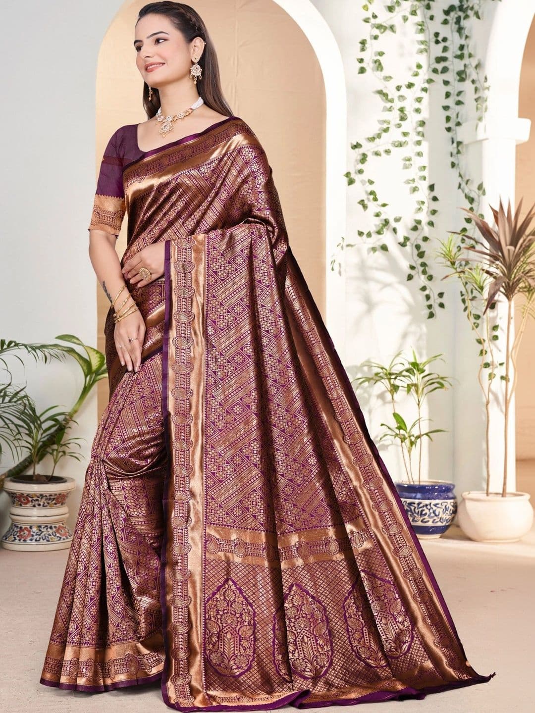 revika Woven Design Art Silk Designer Kanjeevaram Saree thumbnail 6