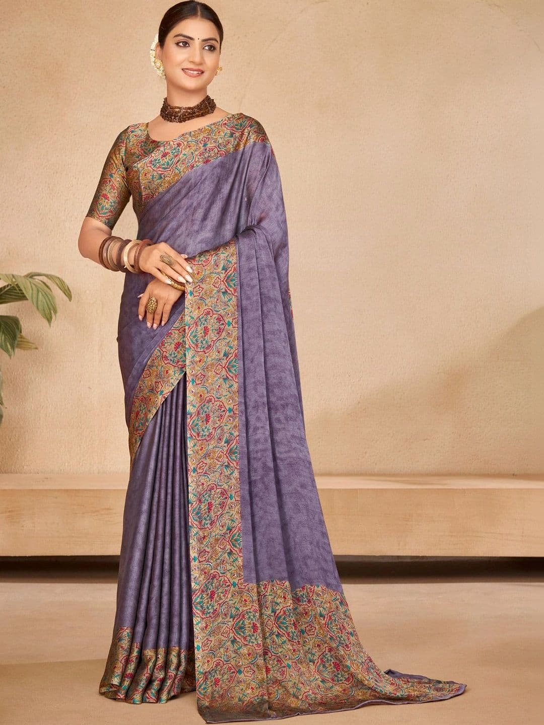 Vipul Paisley Zari Pure Chiffon Designer Saree - view 1