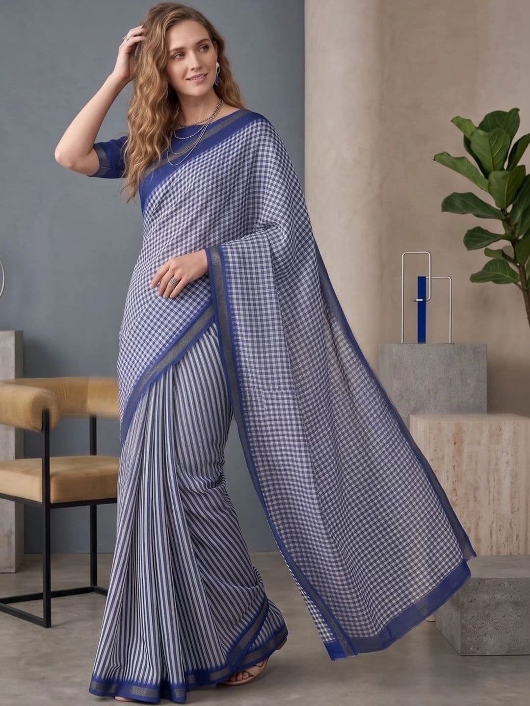 BORAD FASHION Women Designer Chanderi Saree - view 1