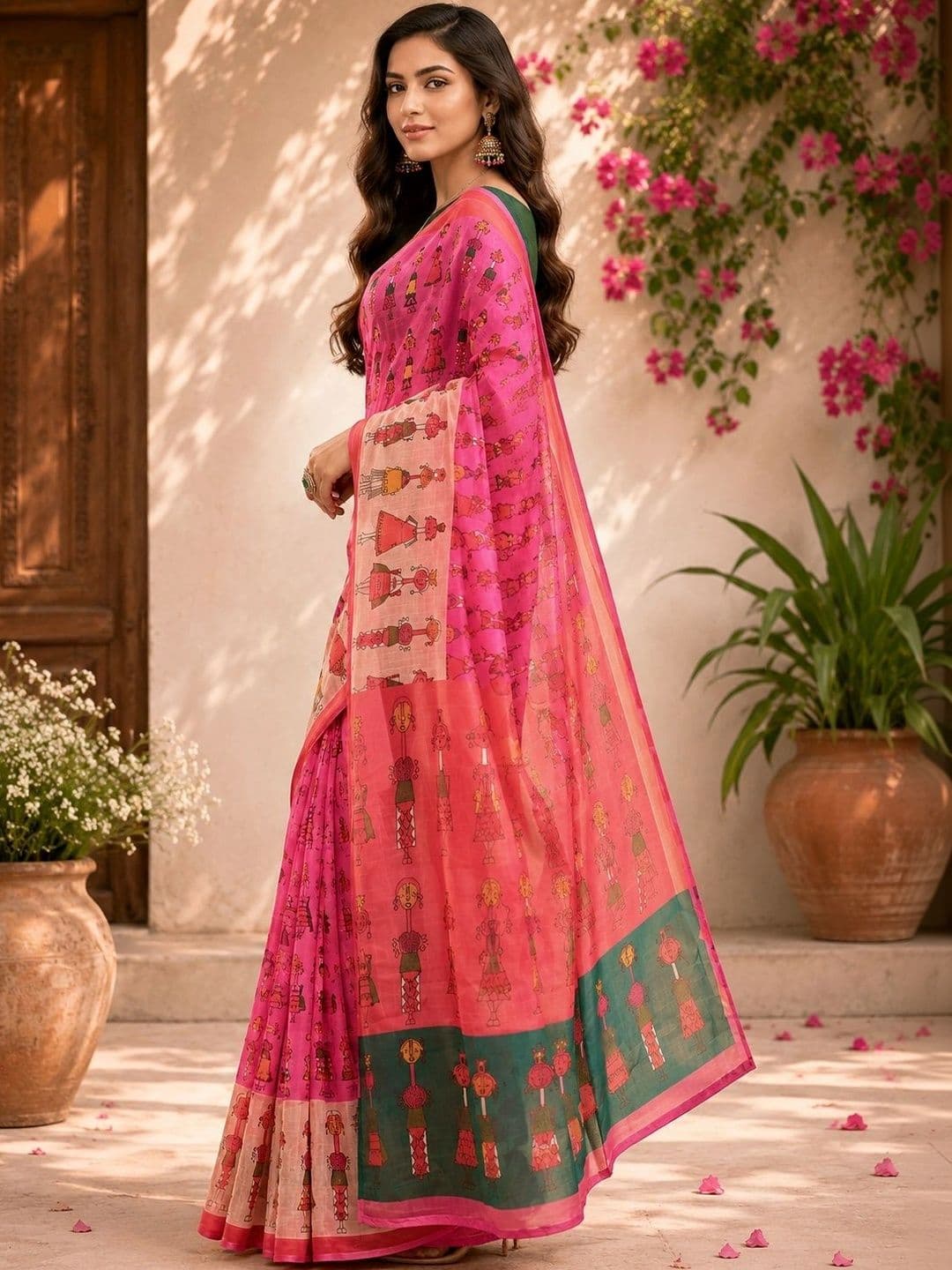 BORAD FASHION Designer Chanderi Saree thumbnail 3