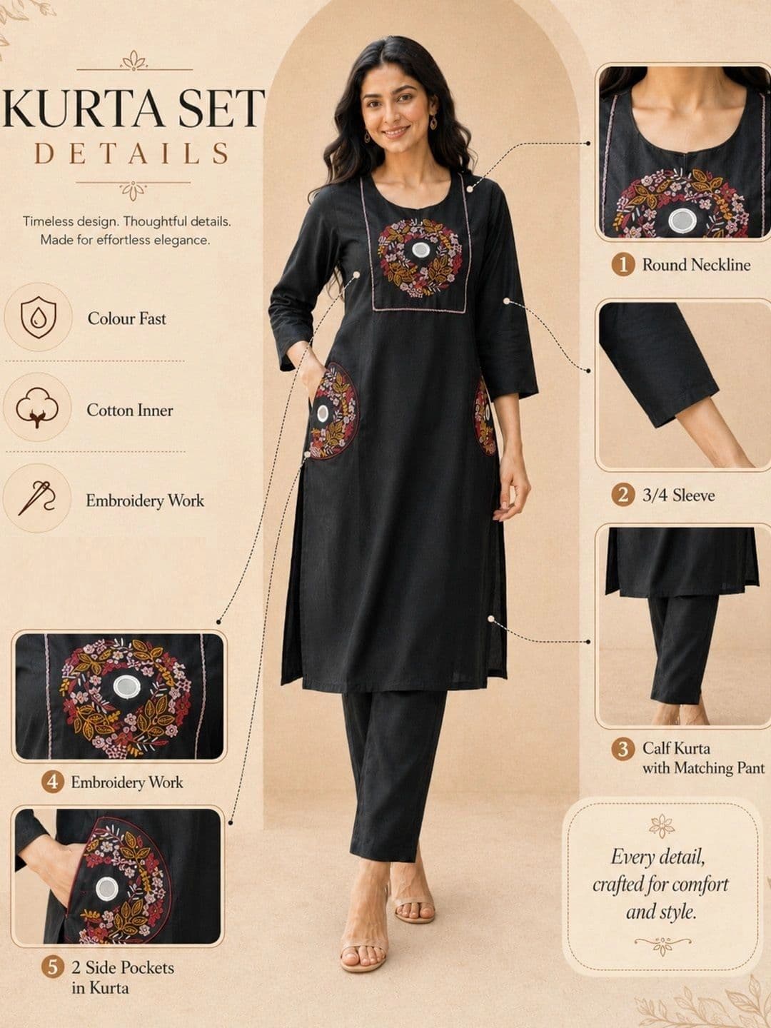 Sun Fashion And Lifestyle Women Ethnic Motifs Embroidered Regular Mirror Work Kurta with Trousers thumbnail 2