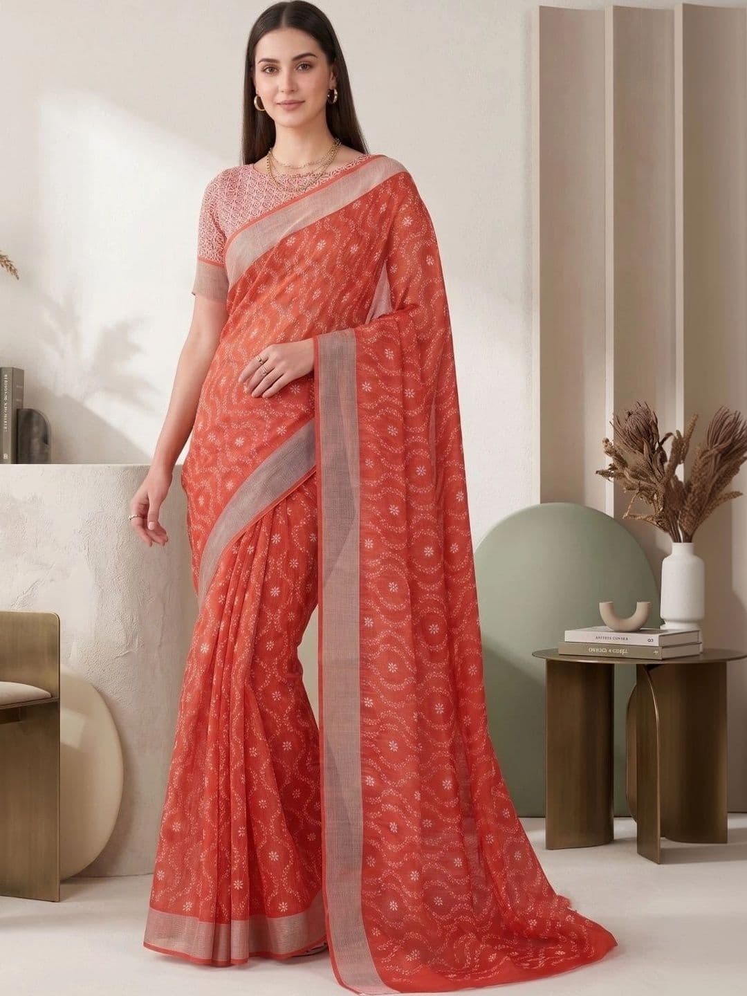 BORAD FASHION Bandhani Designer Chanderi Saree - view 1