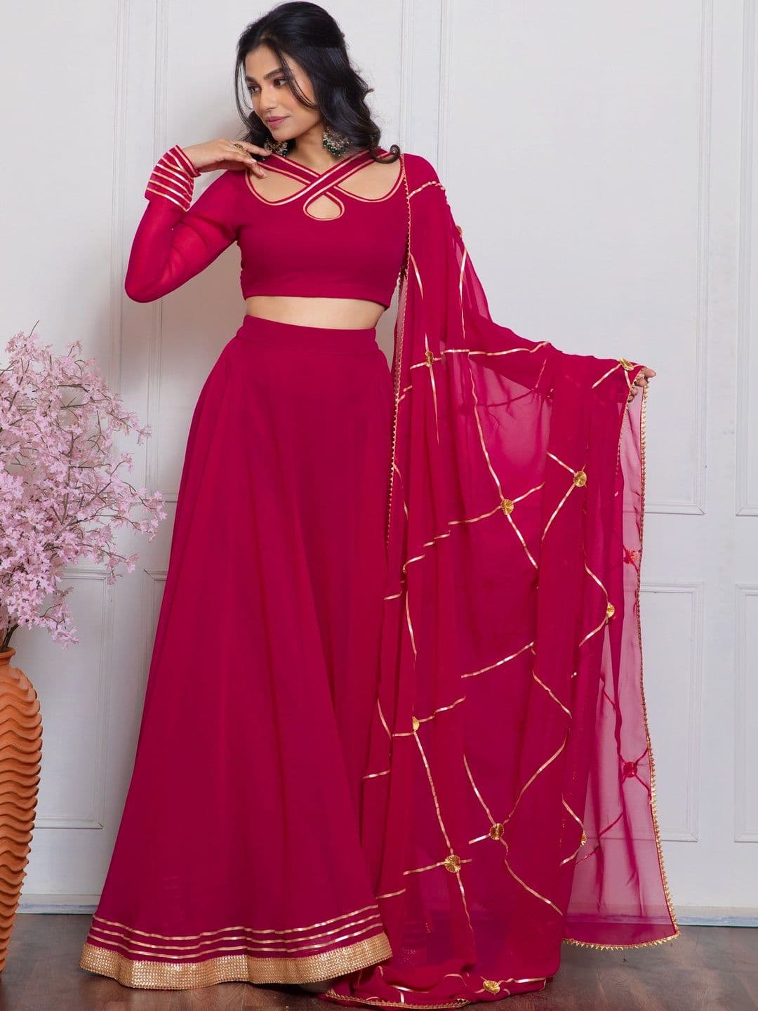 NEW UNIQUE DESI Embellished Ready to Wear Lehenga & Blouse Taping thumbnail 7