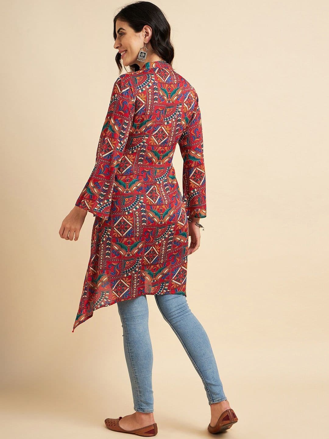 Azira Ethnic Motifs Printed Flared Sleeves A-Line Kurta thumbnail 4
