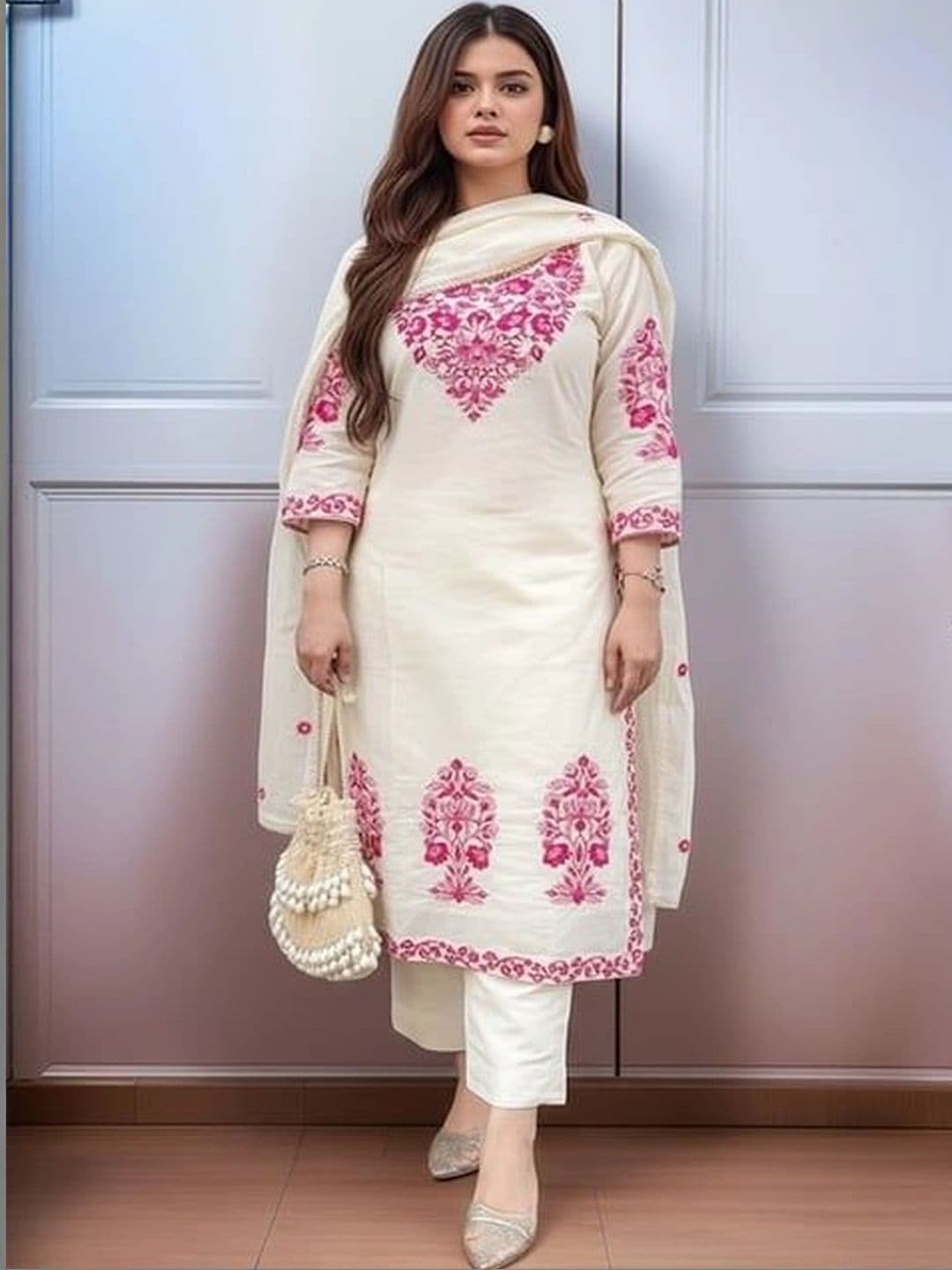 UDBHAV EXPORT Women Ethnic Motifs Embroidered Thread Work Kurta & Trousers & Dupatta - view 1