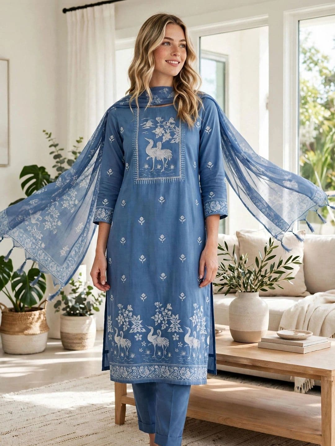 Haranozy Printed Pure Cotton Semi-Stitched Dress Material - view 1