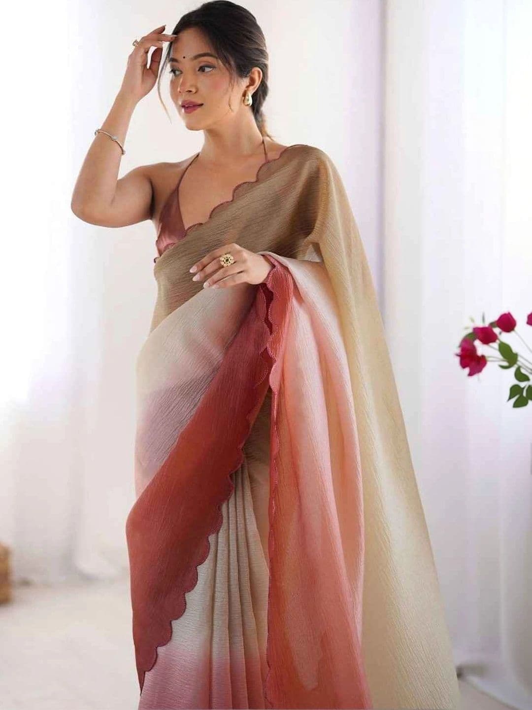 ASCIIBLUES Ombre Silk Blend Kanjeevaram Saree thumbnail 2