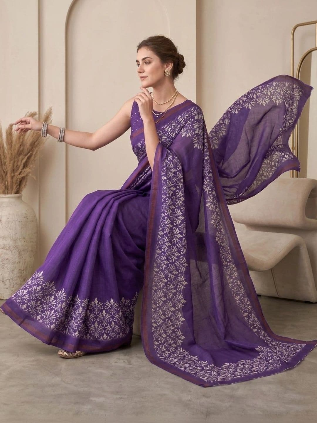 BORAD FASHION Designer Chanderi Saree thumbnail 4