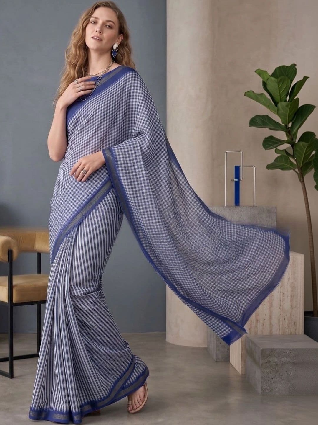 BORAD FASHION Women Designer Chanderi Saree thumbnail 3