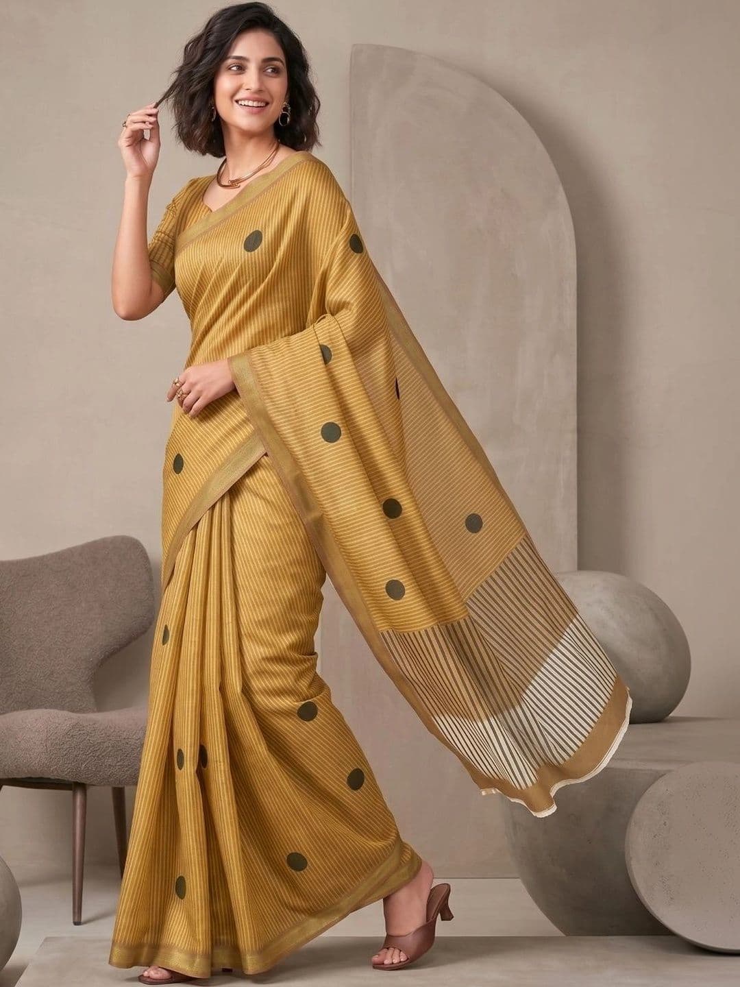BORAD FASHION Designer Chanderi Saree thumbnail 4