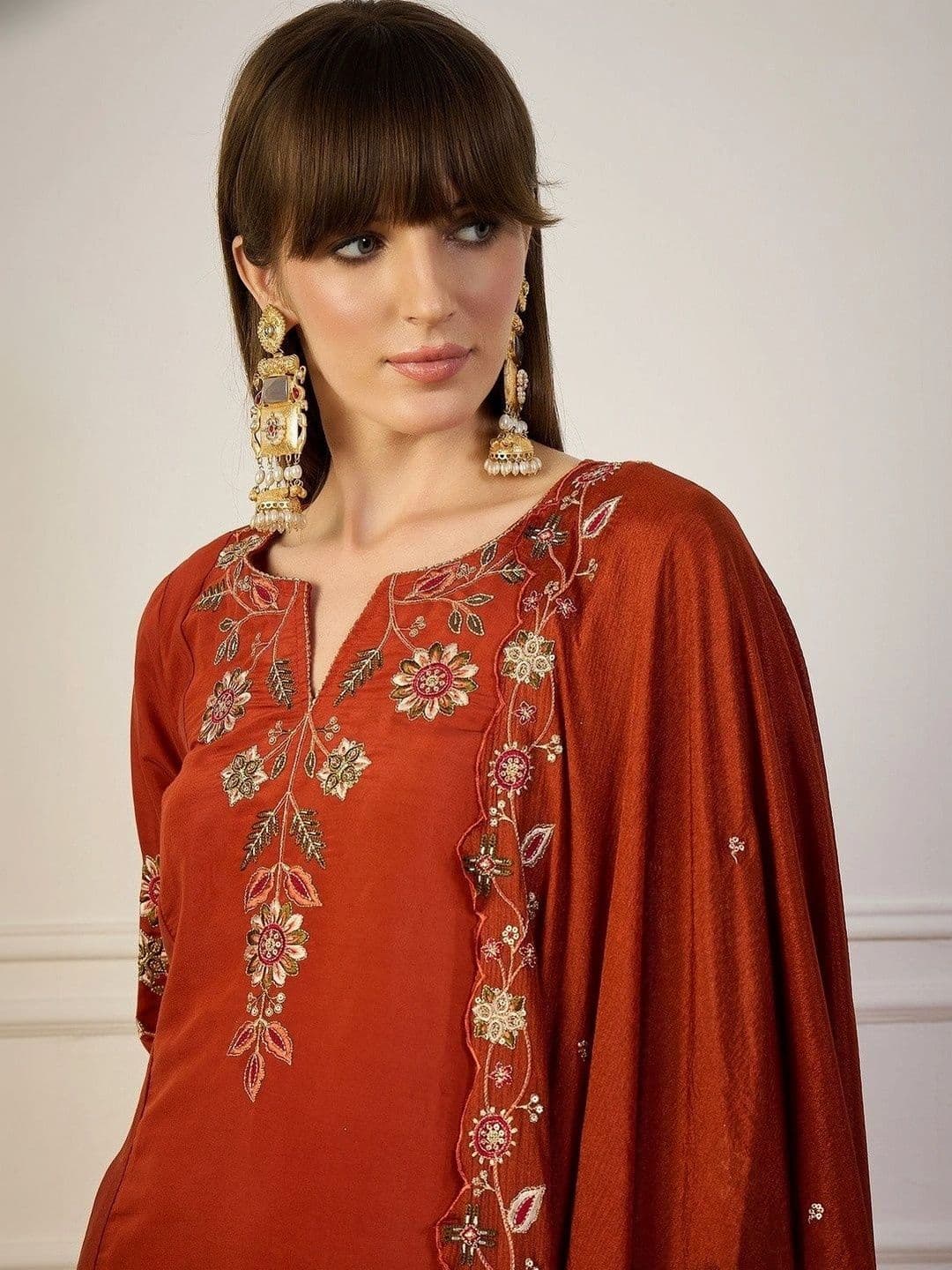UDBHAV EXPORT Women Ethnic Motifs Embroidered Regular Thread Work Kurta ,Palazzos ,Dupatta thumbnail 4