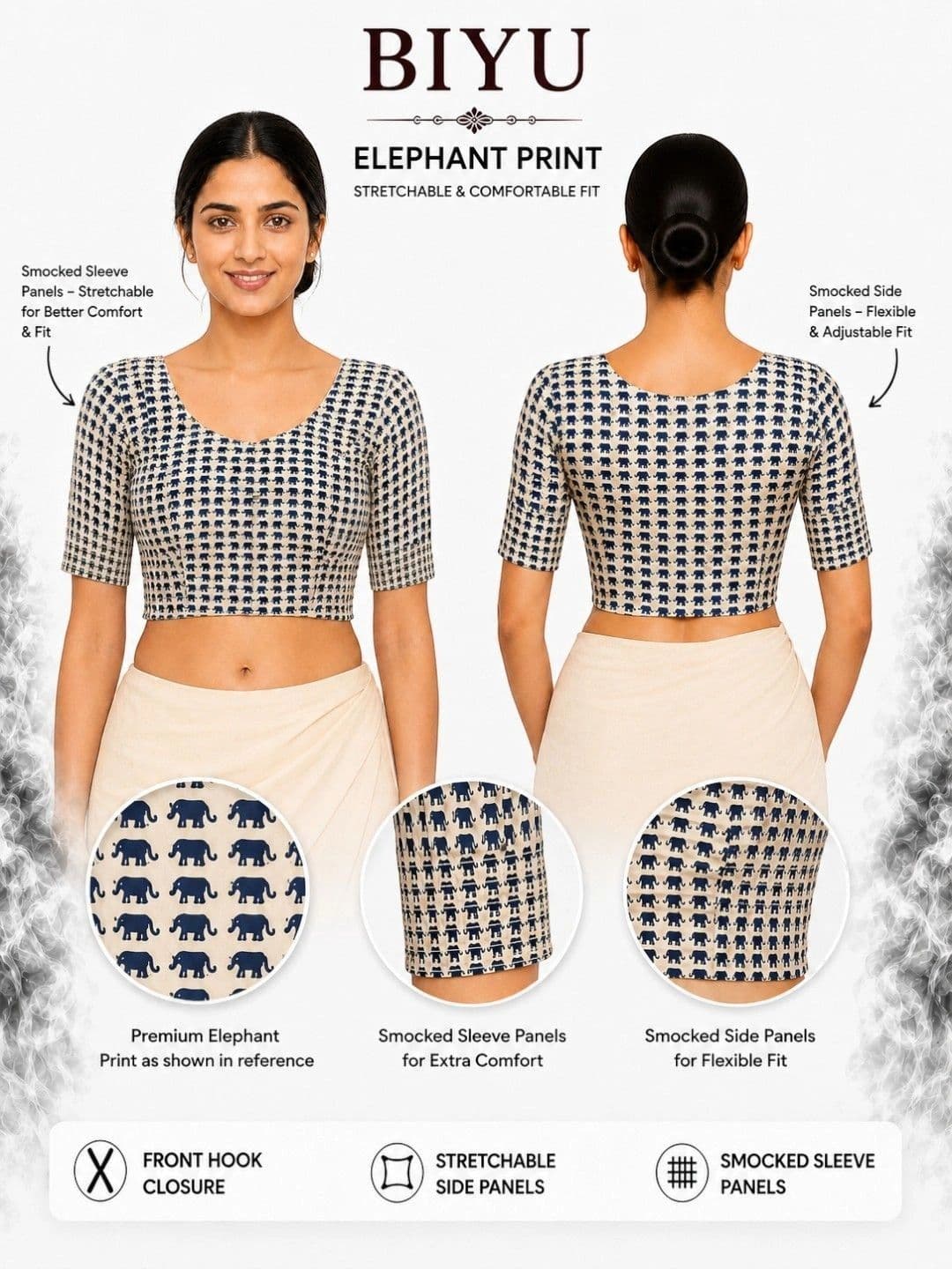 Biyu Cotton Printed Saree Blouse thumbnail 2