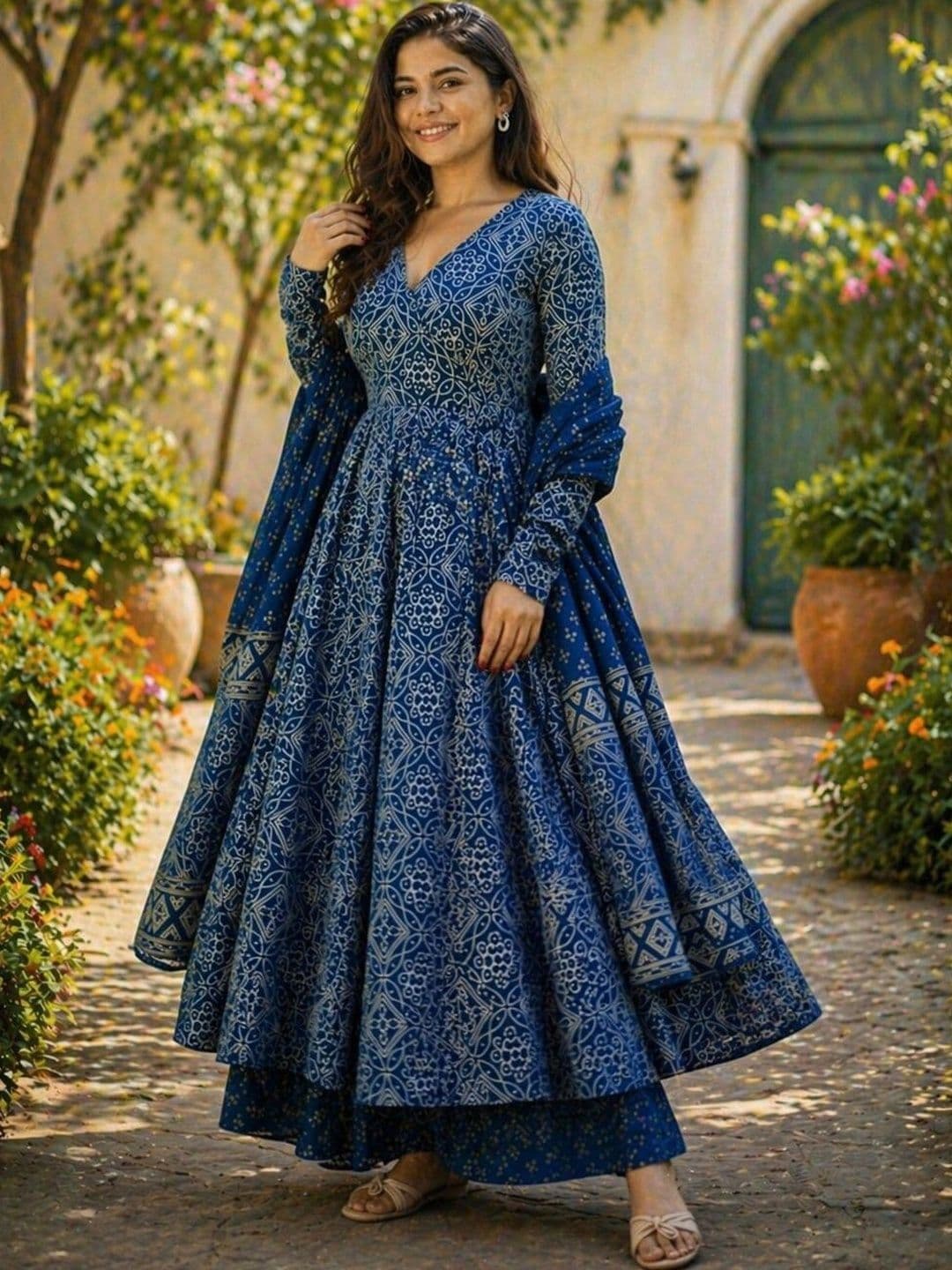 Chhipa Prints Women Ethnic Motifs Printed Angrakha Kurta with Palazzos & With Dupatta thumbnail 2