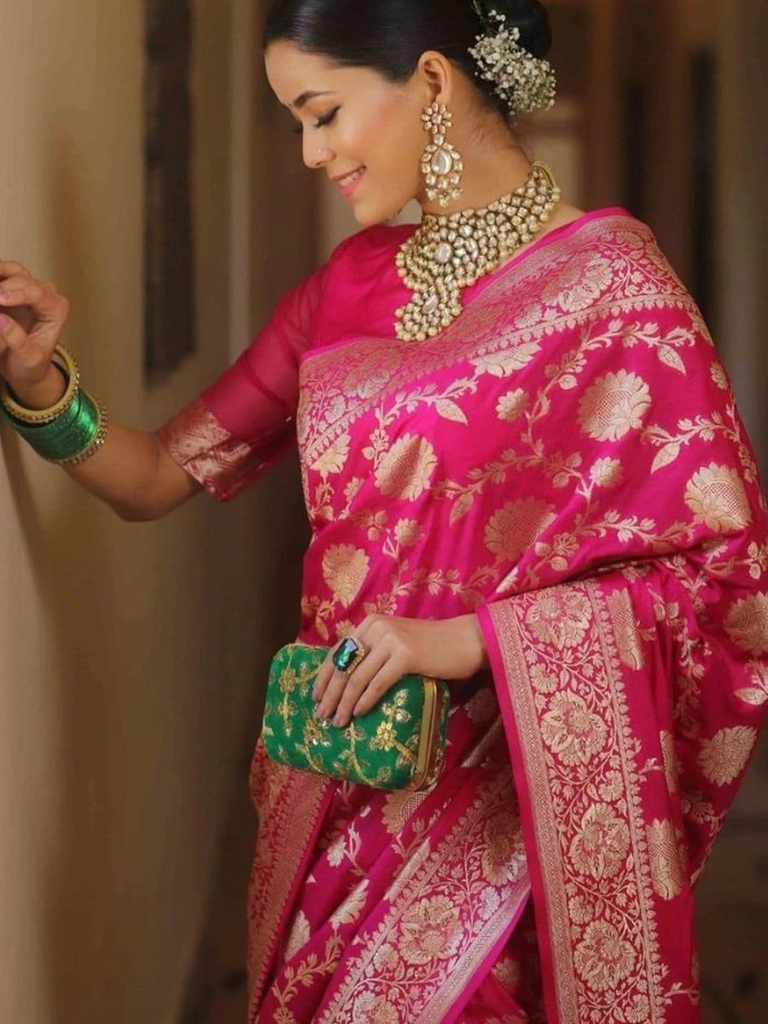 revika Woven Design Zari Art Silk Designer Kanjeevaram Saree thumbnail 2