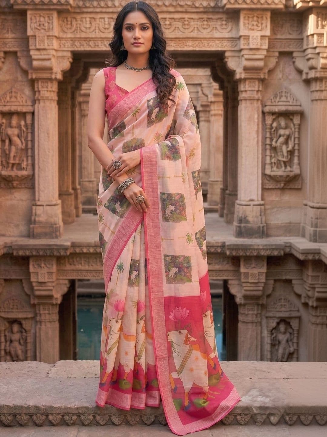 BORAD FASHION Designer Chanderi Saree - view 1