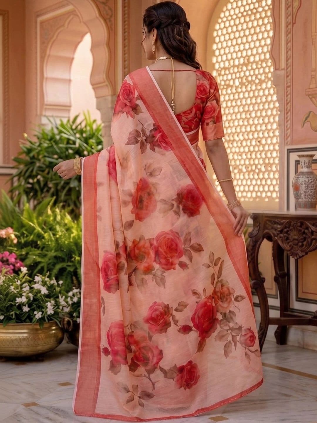 BORAD FASHION Floral Designer Chanderi Saree thumbnail 4