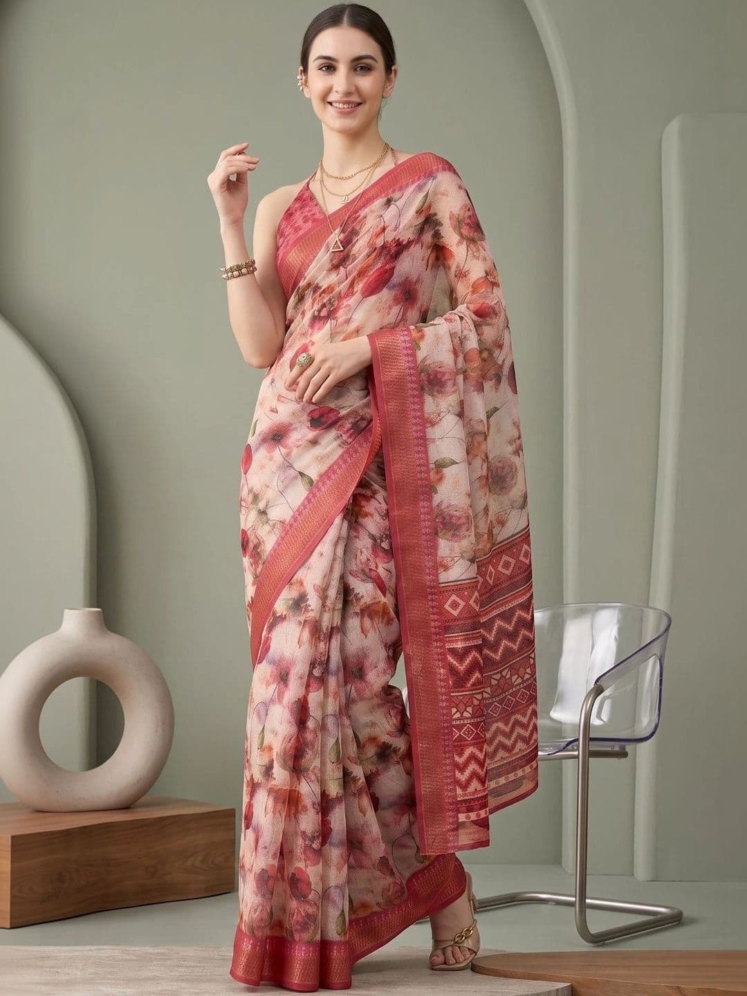 BORAD FASHION Designer Chanderi Saree thumbnail 2