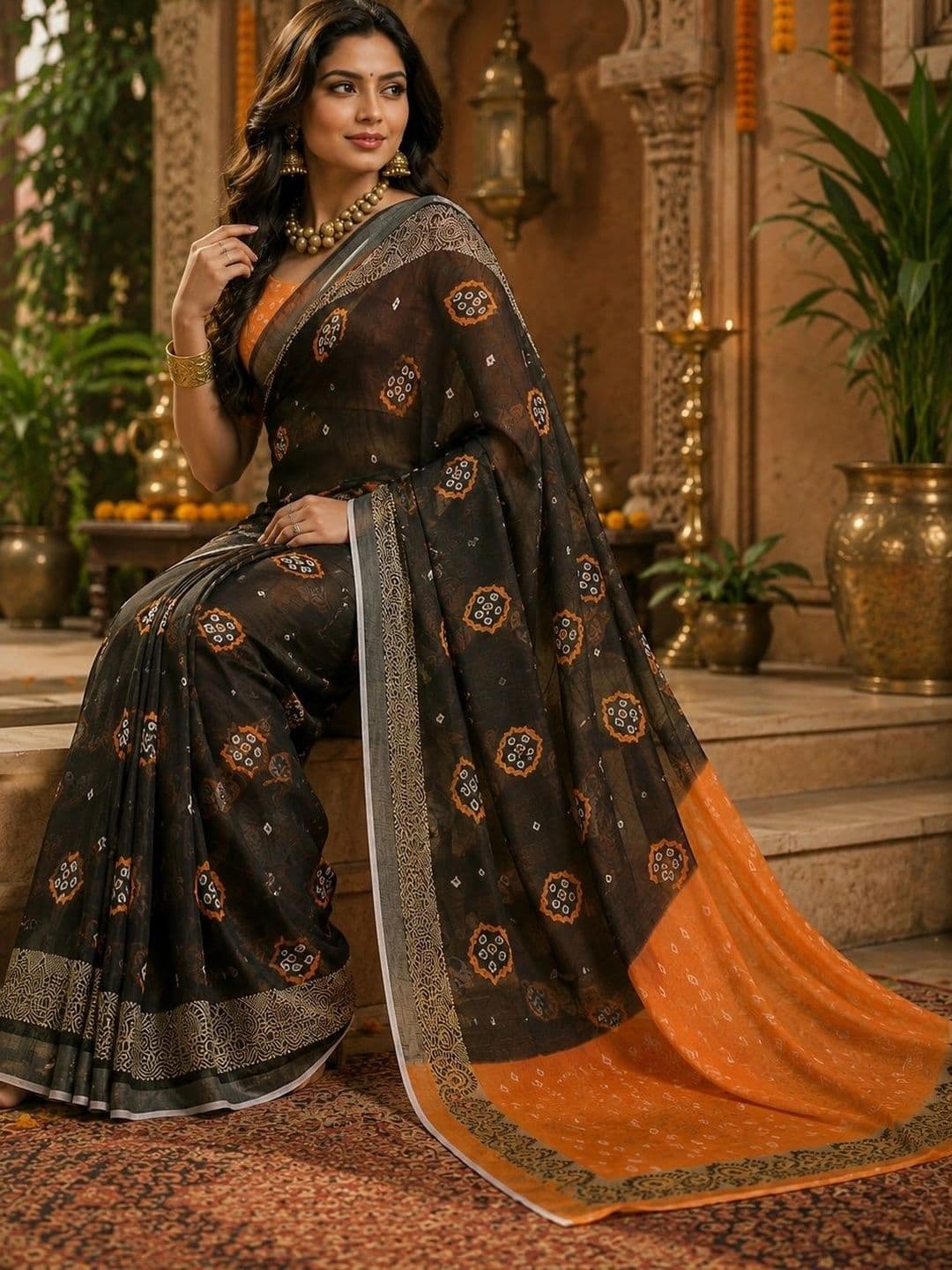 BORAD FASHION Bandhani Designer Chanderi Saree thumbnail 2