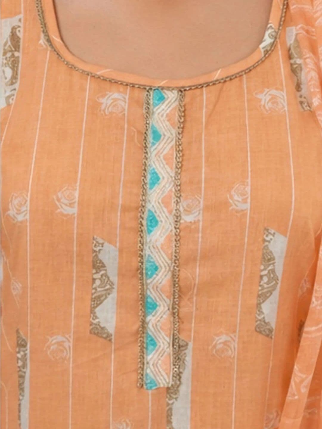 EELIKA Women Ethnic Motifs Printed Regular Pure Cotton Kurta with Patiala & With Dupatta thumbnail 4