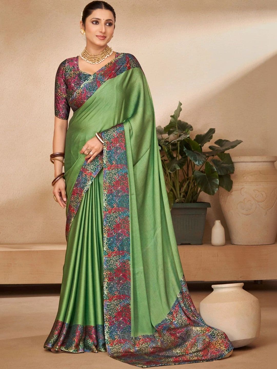 Vipul Floral Pure Chiffon Designer Saree - view 1
