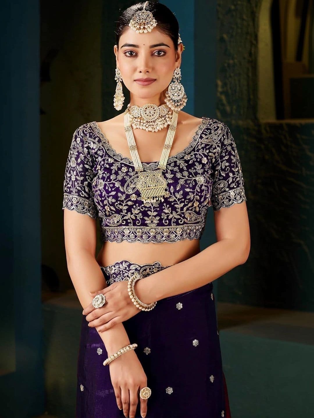 KALINI Embroidered Silk Blend Heavy Work Saree thumbnail 5
