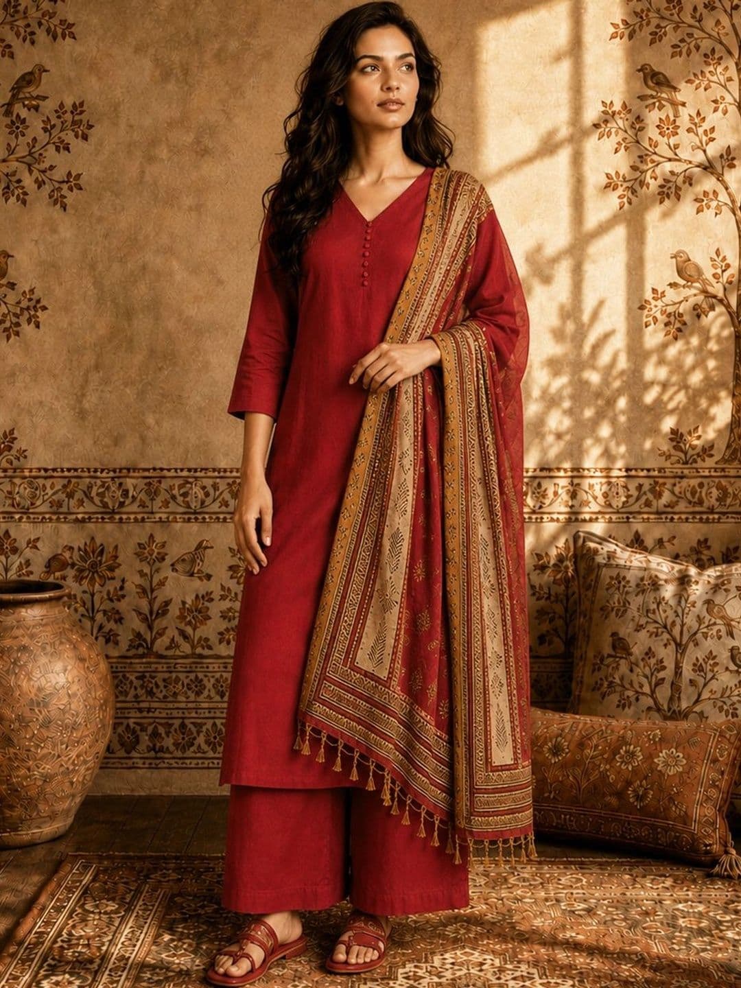 Anouk Women Regular Kurta with Palazzos & With Dupatta thumbnail 2