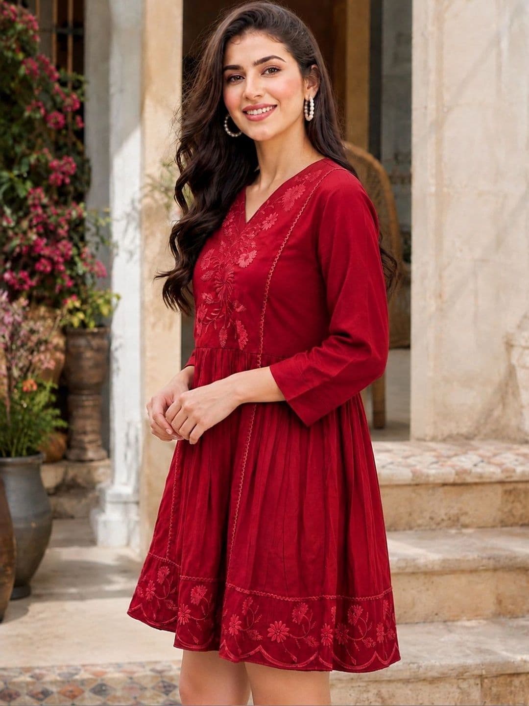 KALINI women Floral Embroidered A-Line Dress thumbnail 6