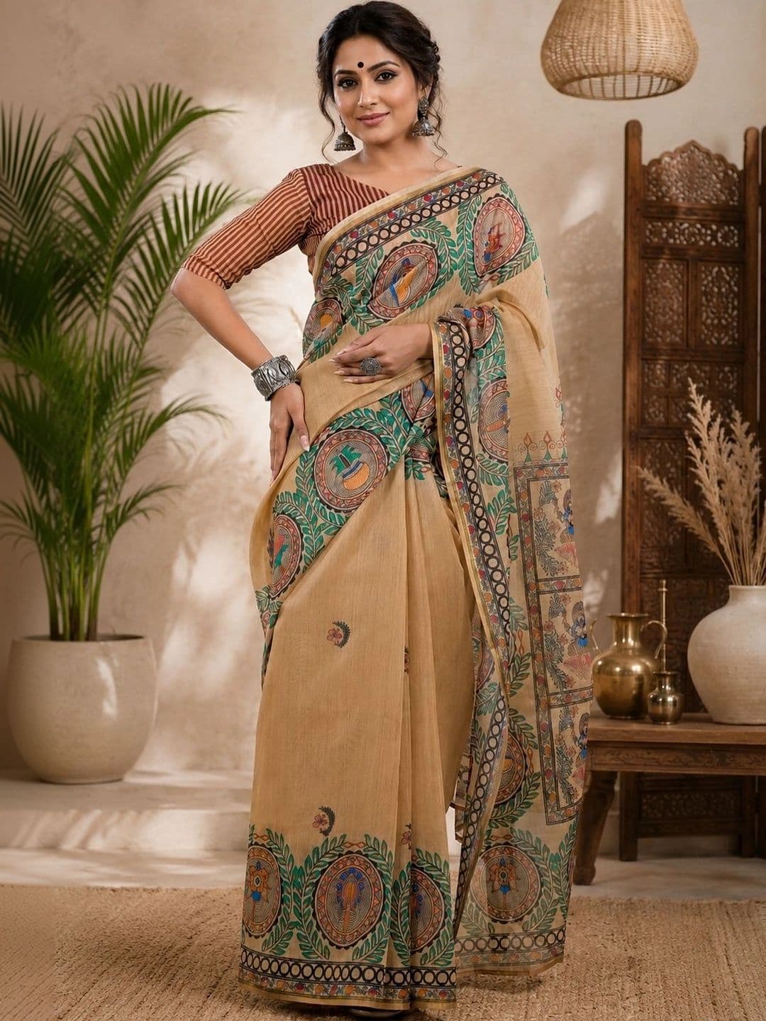BORAD FASHION Women Kalamkari Designer Chanderi Saree - view 1