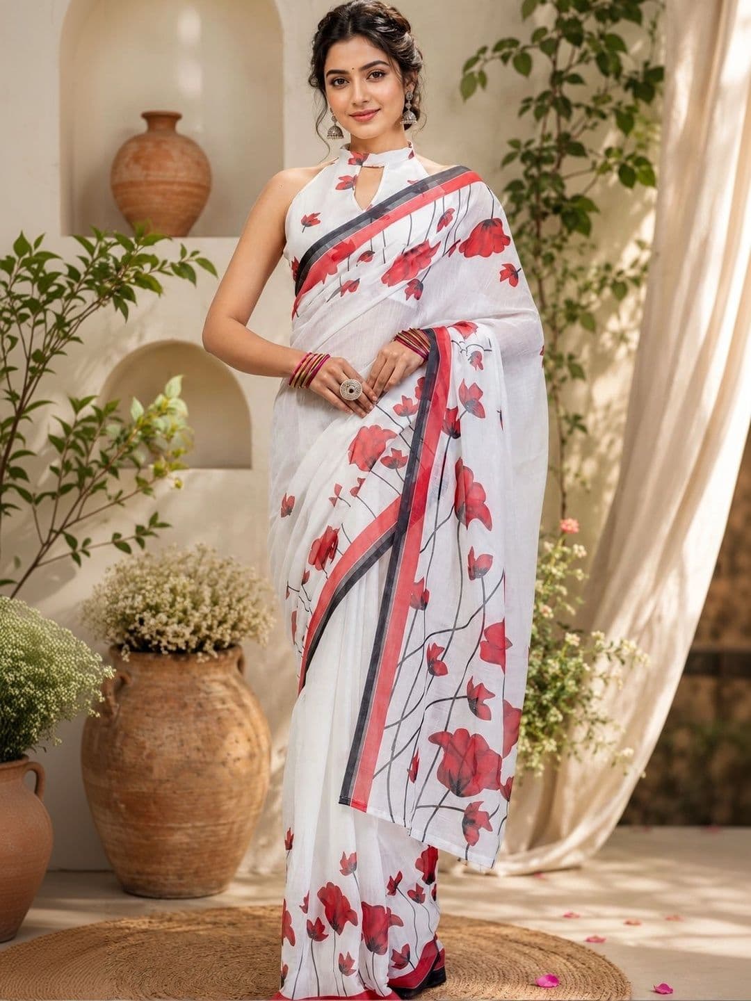 BORAD FASHION Floral Designer Chanderi Saree - view 1