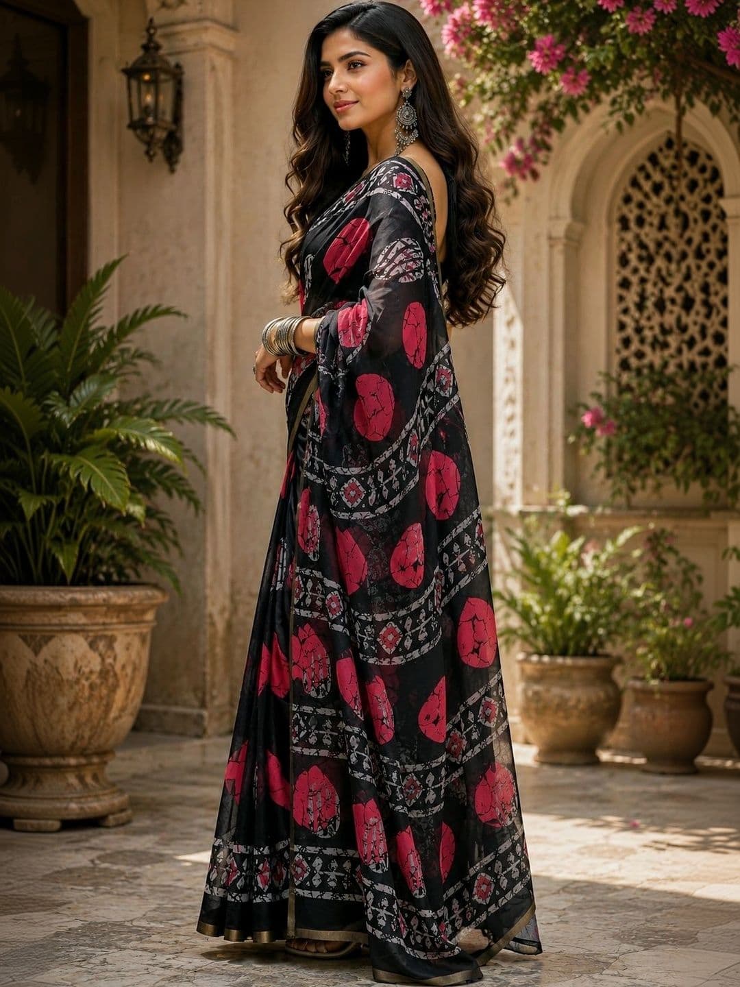 BORAD FASHION Batik Designer Chanderi Saree thumbnail 4