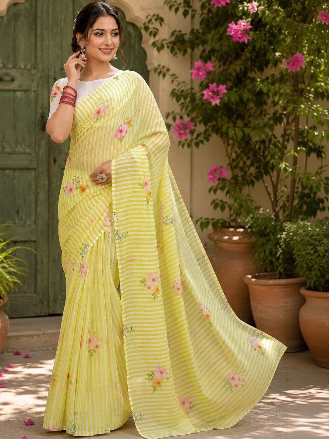BORAD FASHION Floral Designer Chanderi Saree thumbnail 4