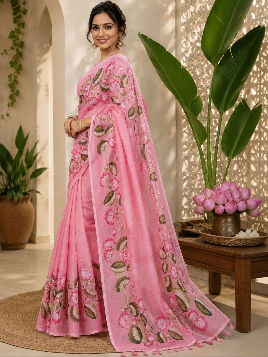 BORAD FASHION Floral Designer Chanderi Saree thumbnail 3