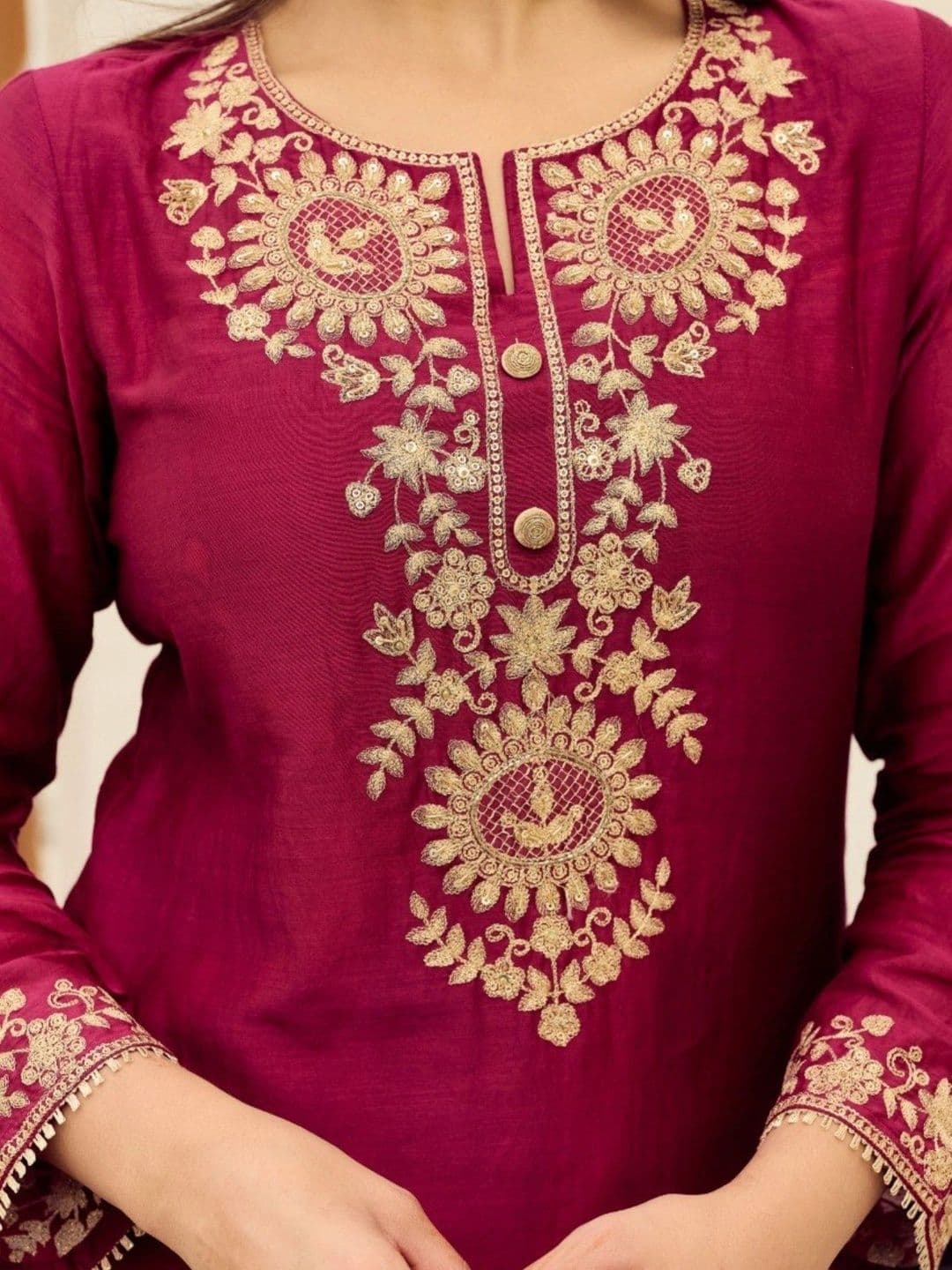 Anouk Women Ethnic Motifs Embroidered Regular Thread Work Kurta with Trousers & With Dupatta thumbnail 6