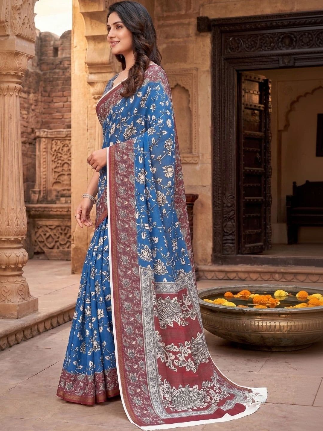 BORAD FASHION Floral Designer Chanderi Saree thumbnail 4