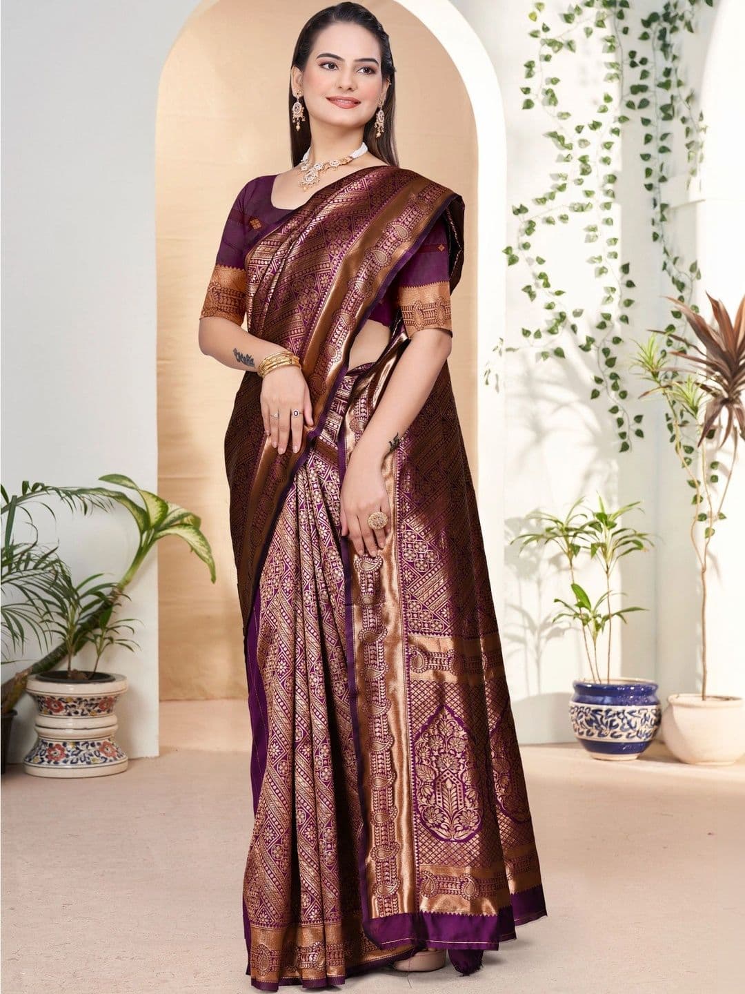 revika Woven Design Art Silk Designer Kanjeevaram Saree thumbnail 4