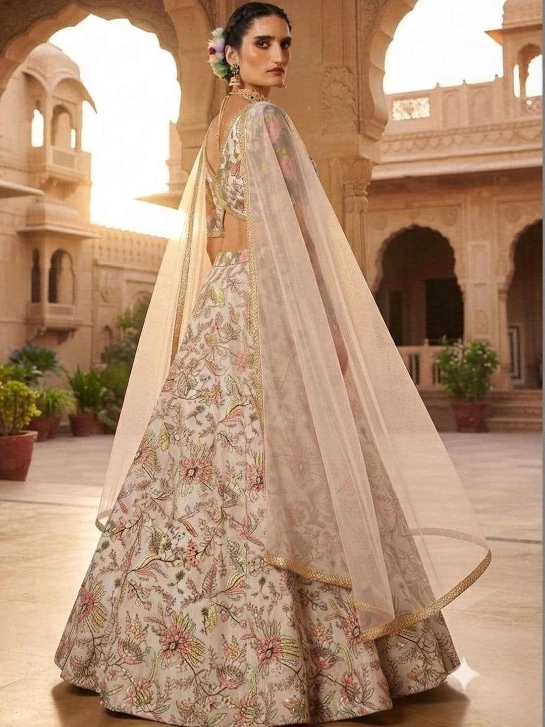 Indi Kal Embroidered Sequinned Ready to Wear Lehenga & Blouse With Dupatta thumbnail 3