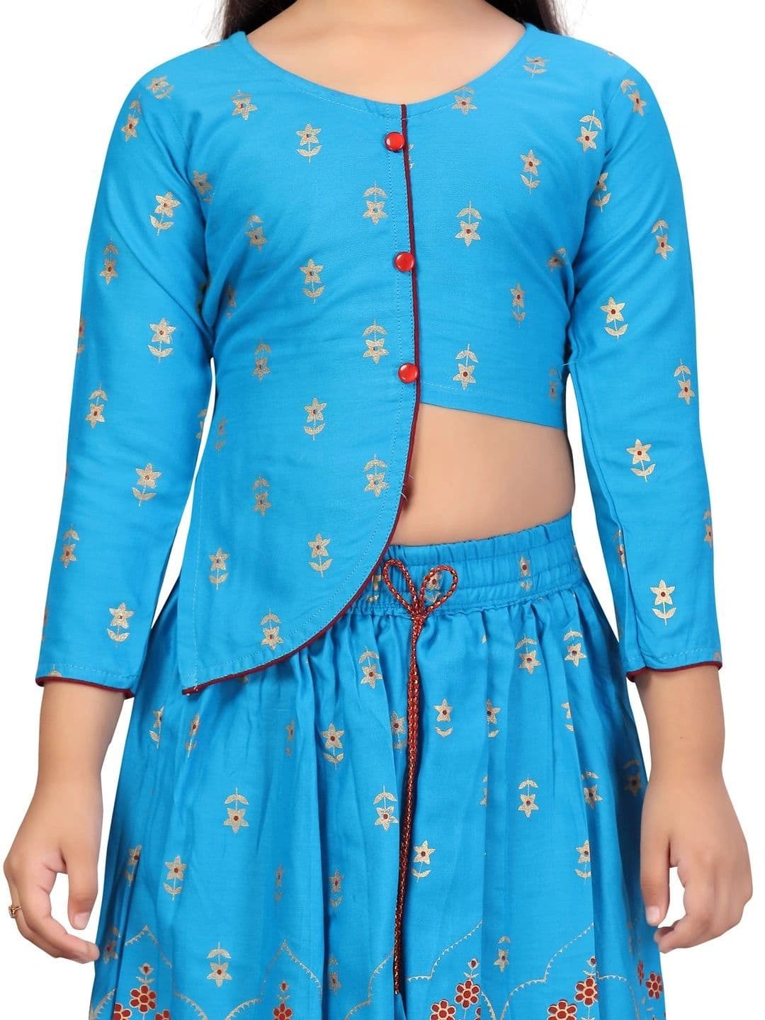 BAESD Girls Printed Print Ready to Wear Lehenga & Blouse thumbnail 4