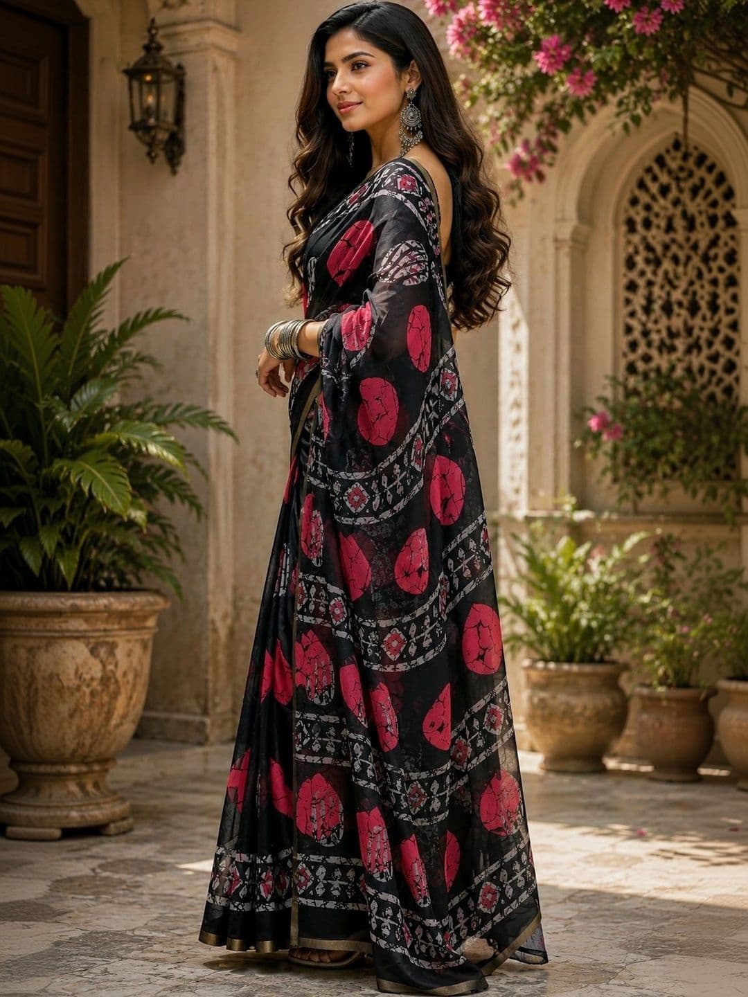 BORAD FASHION Batik Designer Chanderi Saree thumbnail 4