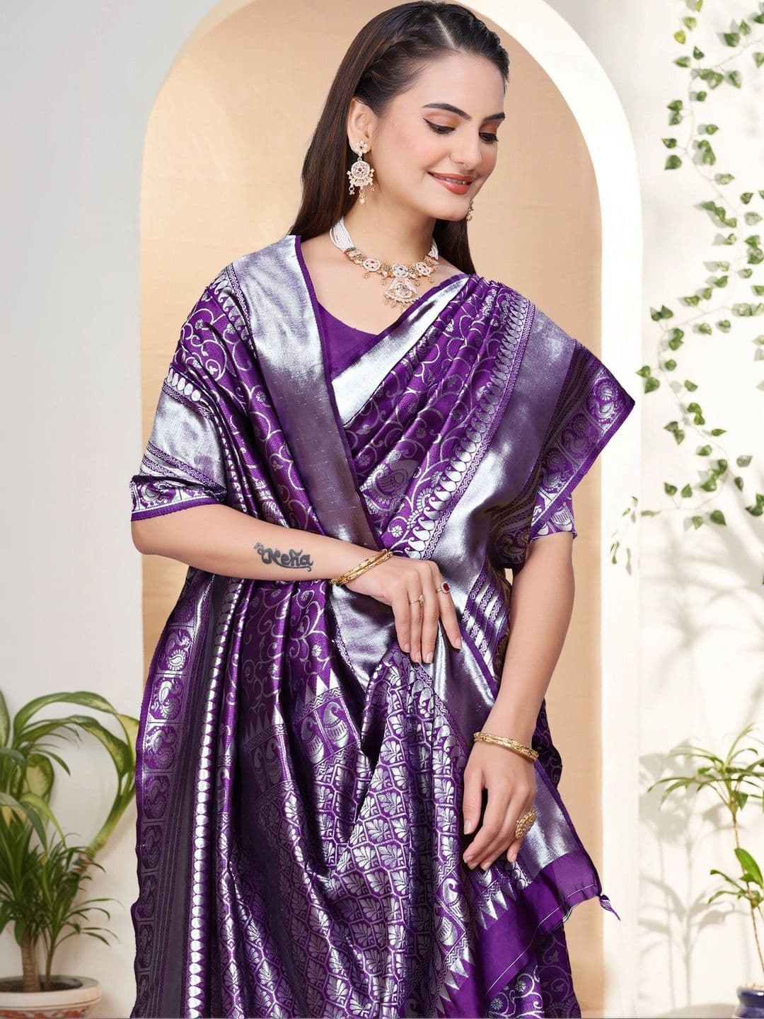 revika Woven Design Art Silk Designer Kanjeevaram Saree thumbnail 2