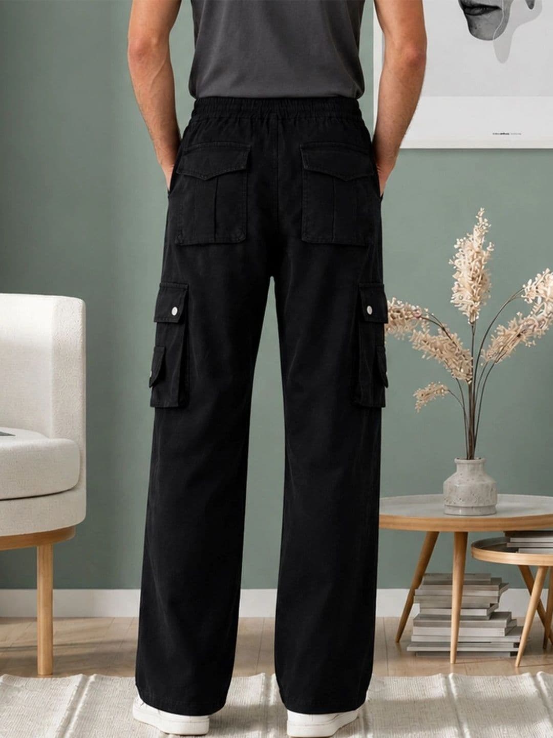 COMFITS Men Wide Leg Mid-Rise Stretchable Cargo Pants thumbnail 4