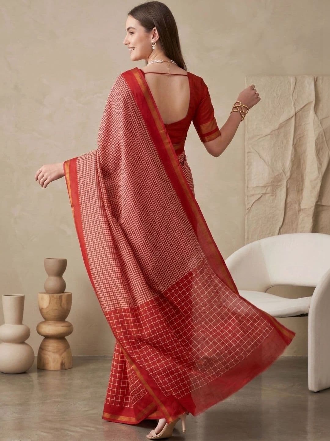 BORAD FASHION Designer Chanderi Saree thumbnail 4