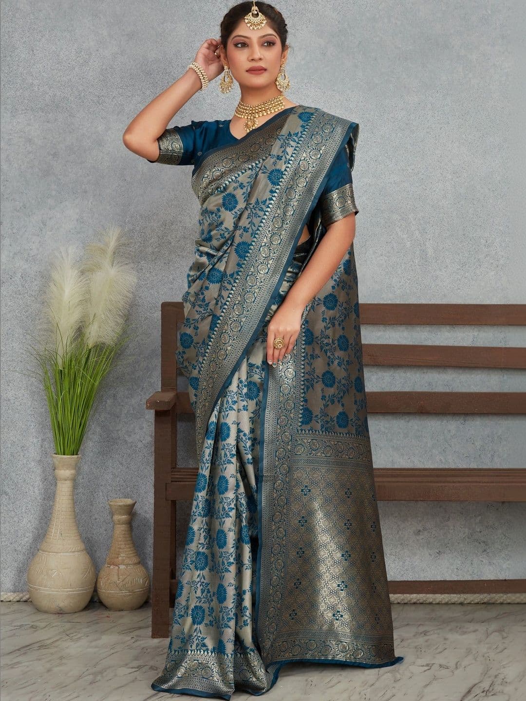 revika Woven Design Zari Art Silk Designer Kanjeevaram Saree thumbnail 5
