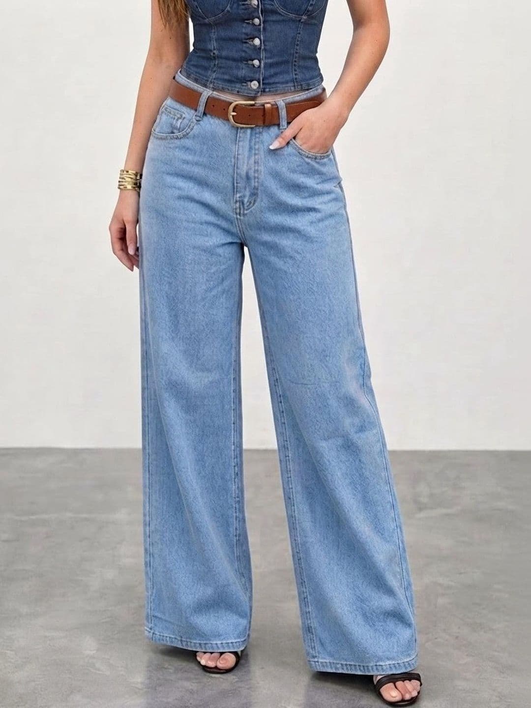 ZENTLY Women Jean Wide Leg High-Rise Stretchable Jeans - view 1