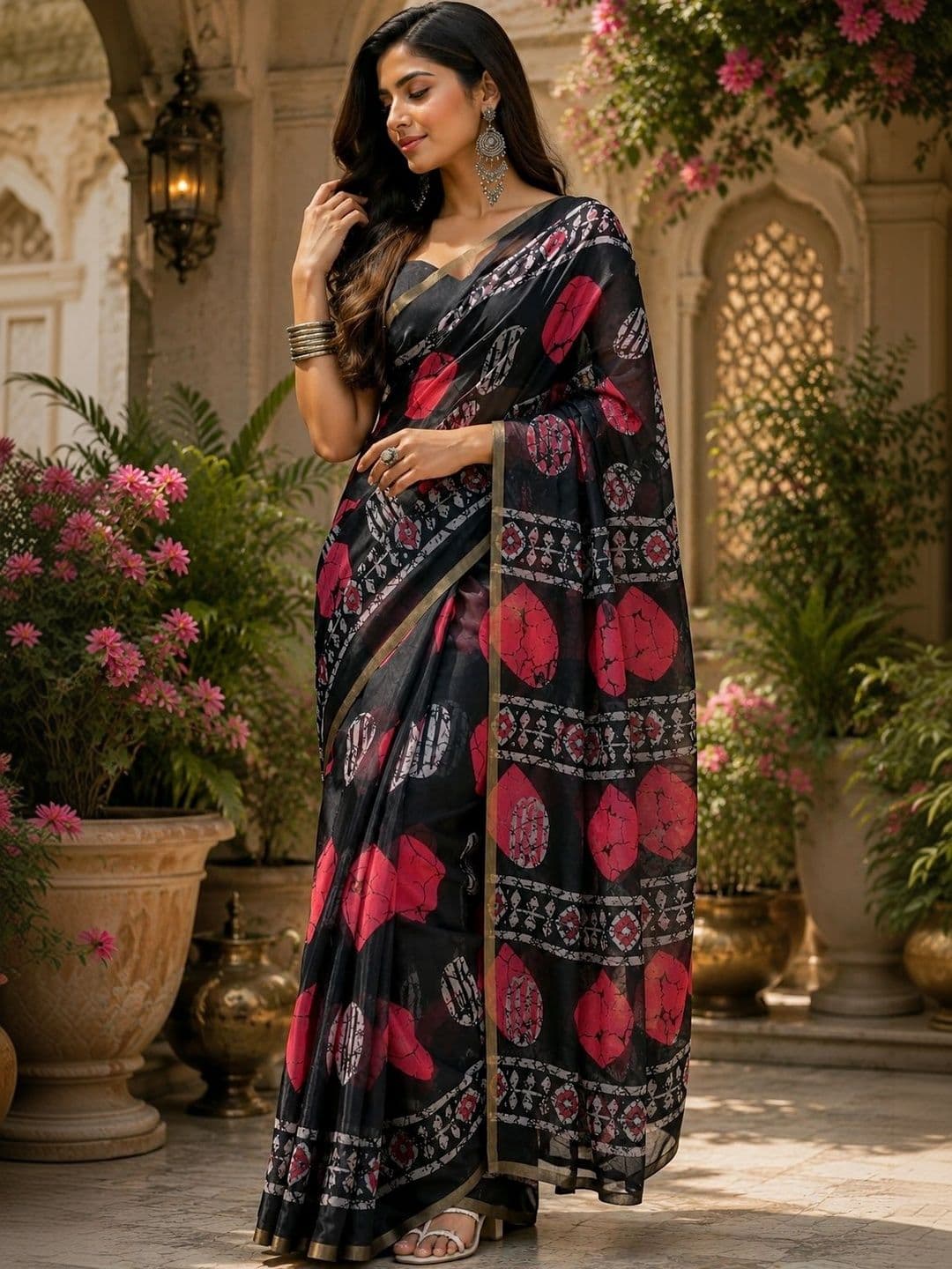 BORAD FASHION Batik Designer Chanderi Saree thumbnail 2