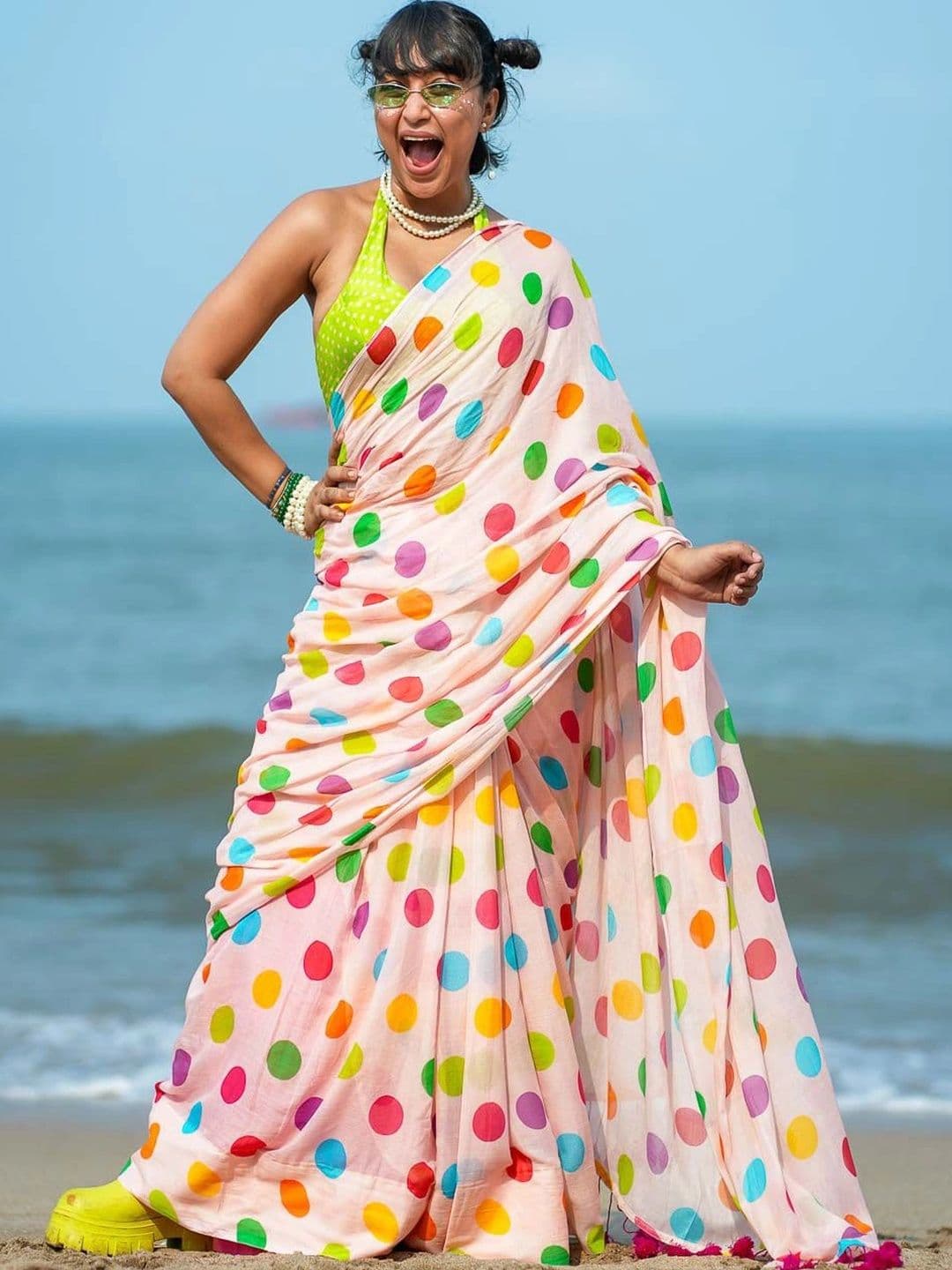 HERE&NOW Polka Dot Silk Blend Kanjeevaram Saree - view 1